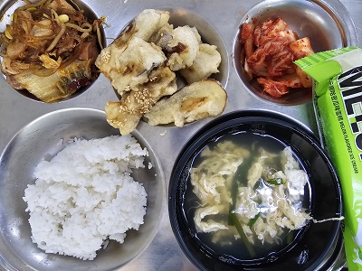 7.5:쌀밥,부추계란국,마라샹궈,가지탕수,배추김치,아이스크림